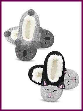 Women's Animal Slipper Socks Non Slip Gripper Fuzzy Sherpa Lined House Socks